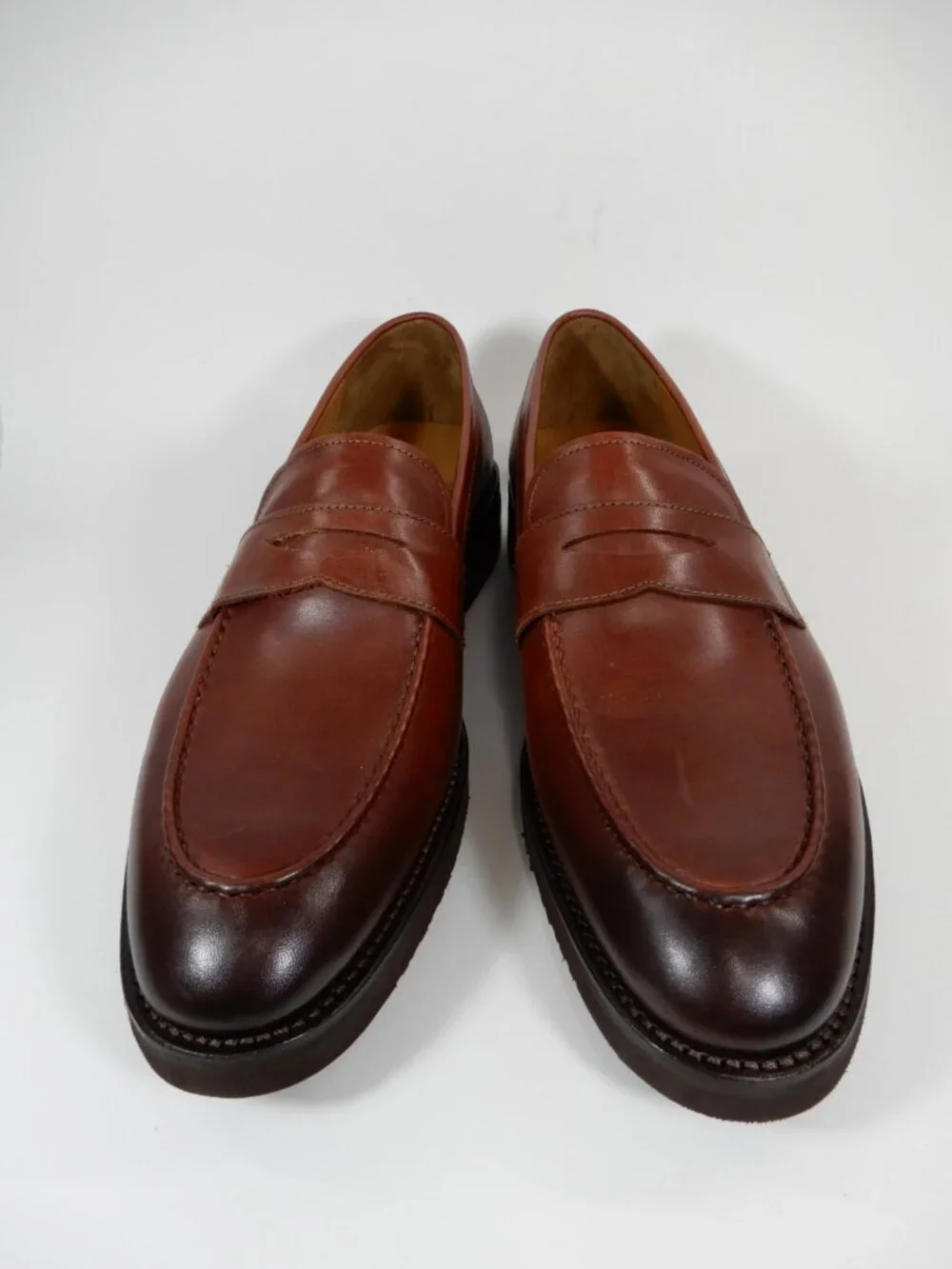 ALLEN EDMONDS Damon Penny Loafers Shoes Men's Size 10 D Chili Brown Leather NEW